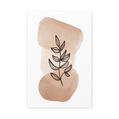 Brown Botanical Wall Art Set 1.1 - Matte Canvas Decor with Minimalist Leaf Design