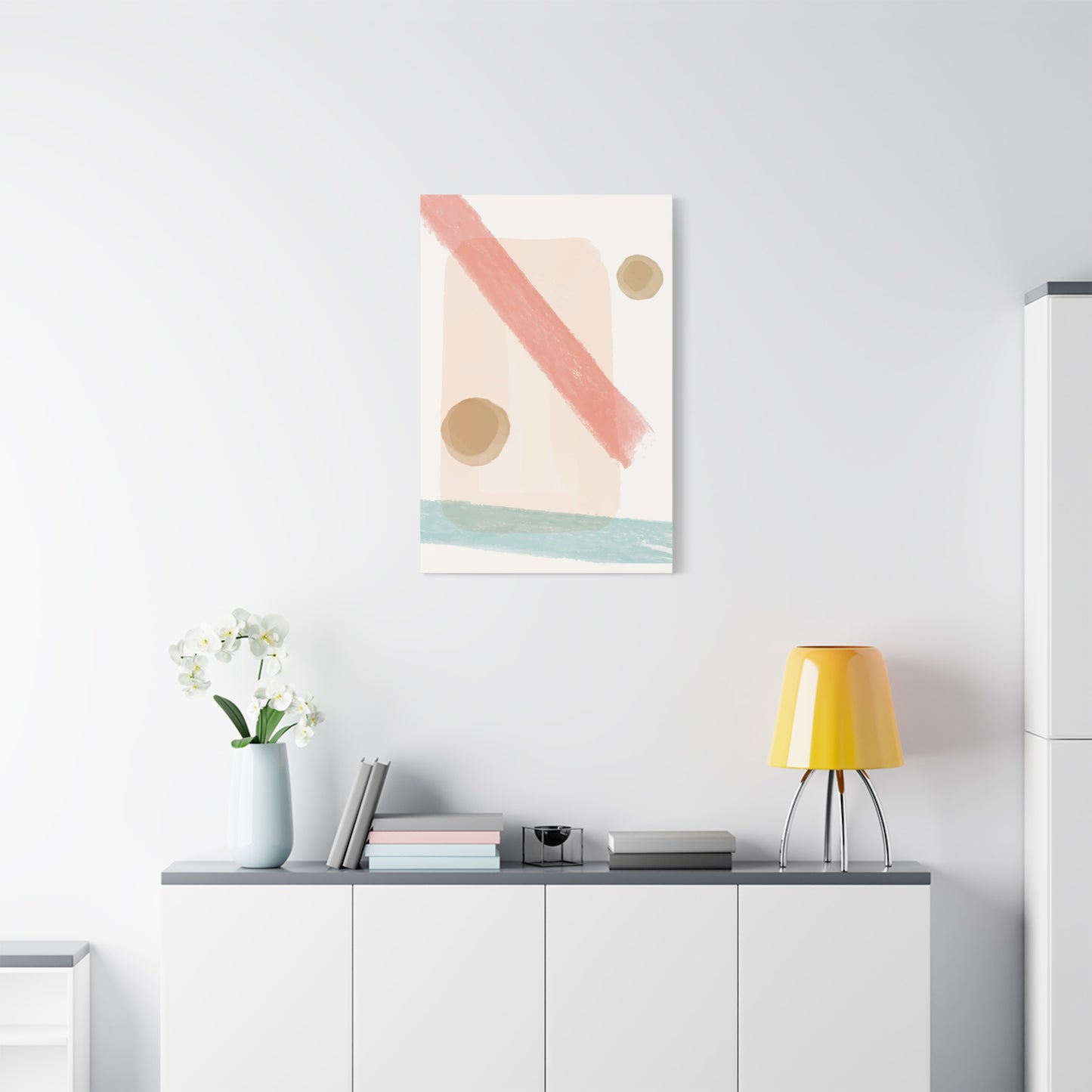 Pastel Pulse Art Set 1.2 - Matte Canvas Decor with Minimalist Leaf Design