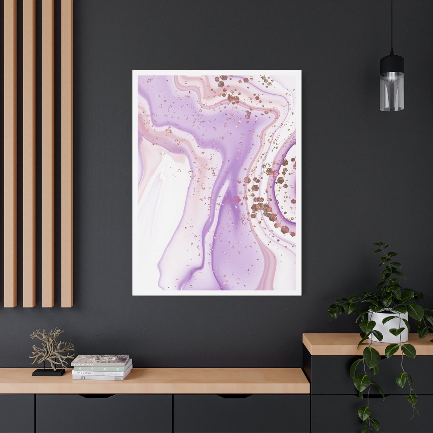 Blush Pink Marble Wall Art Set 1.2 - Matte Canvas Decor with Minimalist Leaf Design