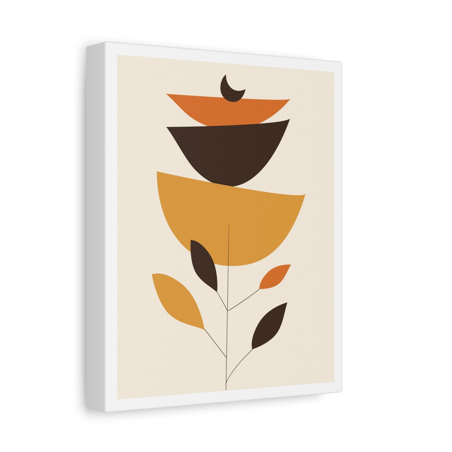 Lunar Bloom Art Set 1.2 - Matte Canvas Decor with Minimalist Leaf Design
