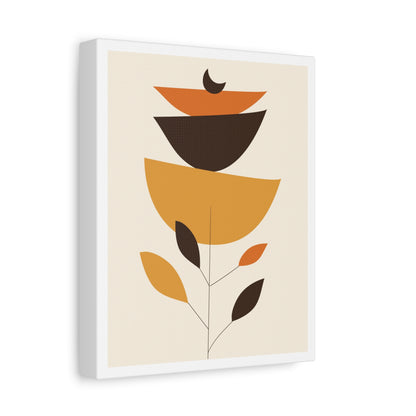 Lunar Bloom Art Set 1.2 - Matte Canvas Decor with Minimalist Leaf Design