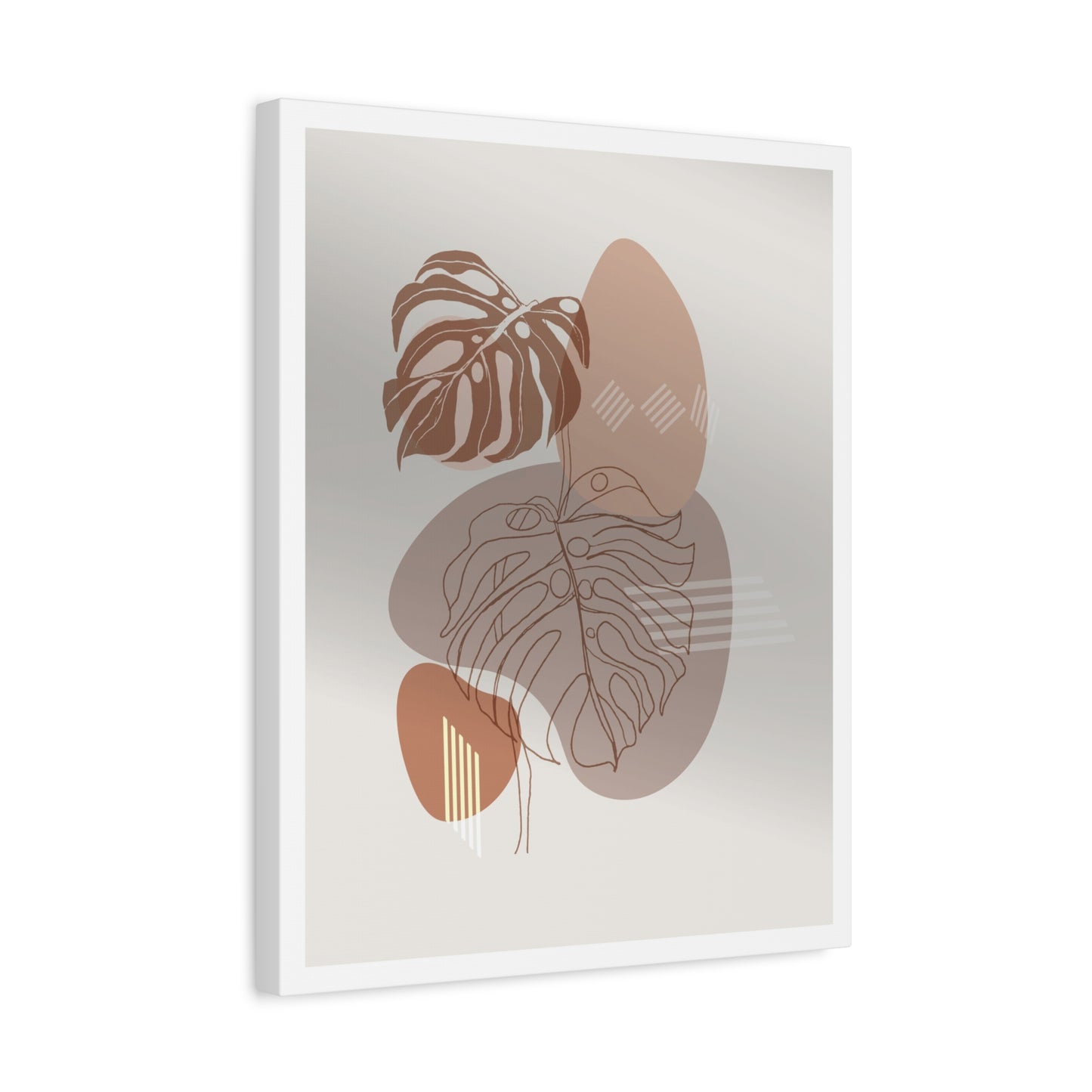 Brown Leaf Wall Painting Set 1.1 - Matte Canvas Decor with Minimalist Leaf Design