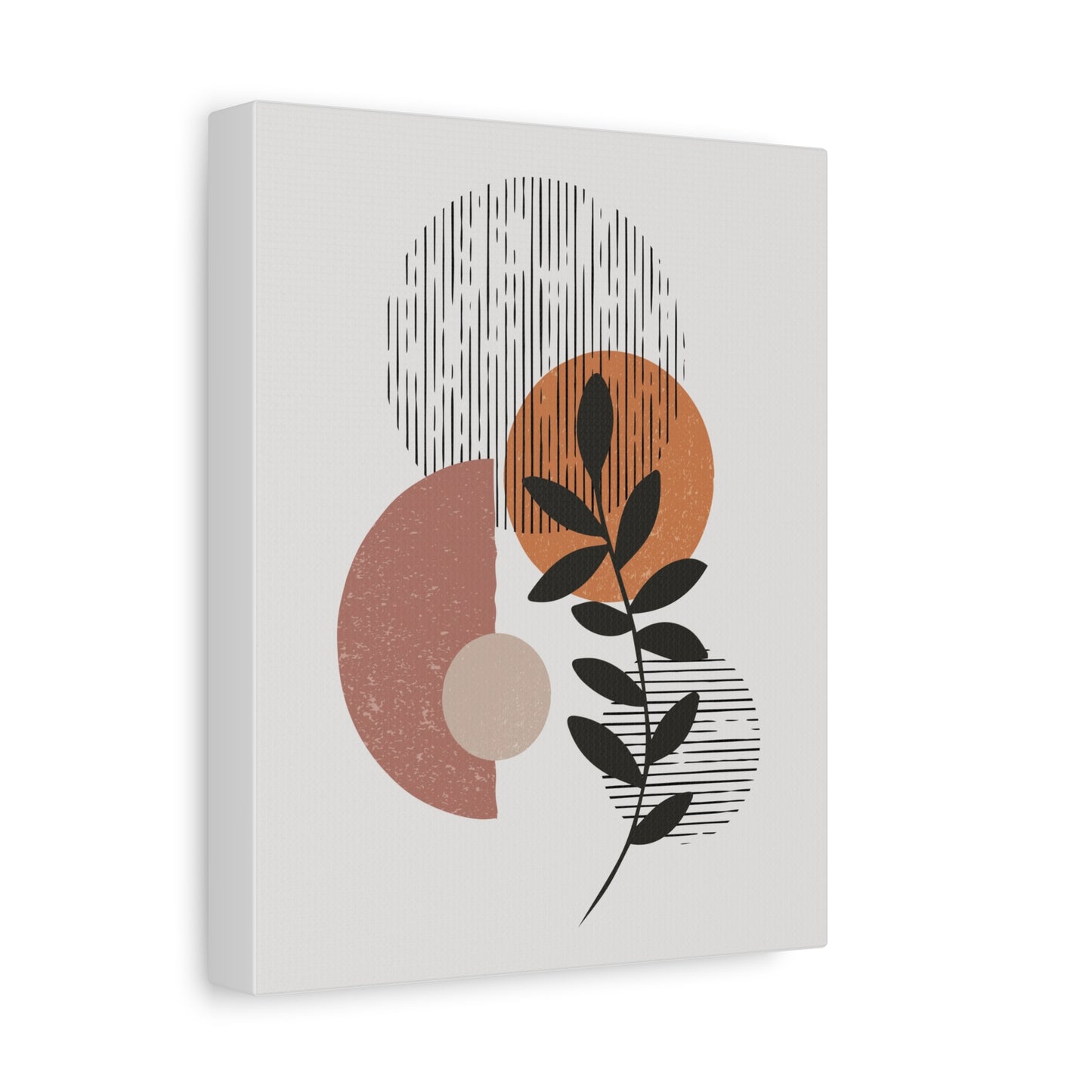 Orange Tone Flower Art Set 1.1 - Matte Canvas Decor with Minimalist Leaf Design
