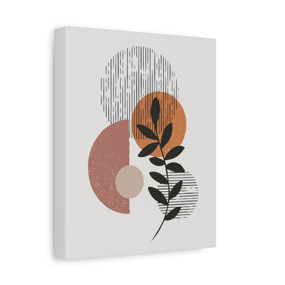 Orange Tone Flower Art Set 1.1 - Matte Canvas Decor with Minimalist Leaf Design