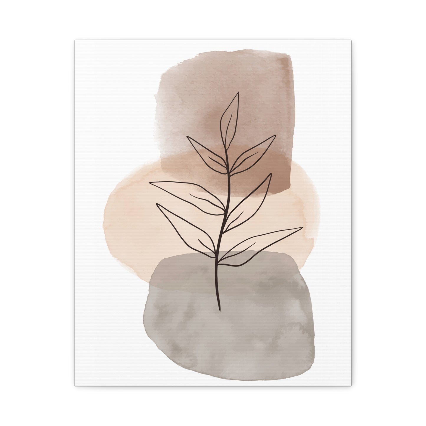 Brown Modern Botanical Wall Art Set 1.3 - Matte Canvas Decor with Minimalist Leaf Design
