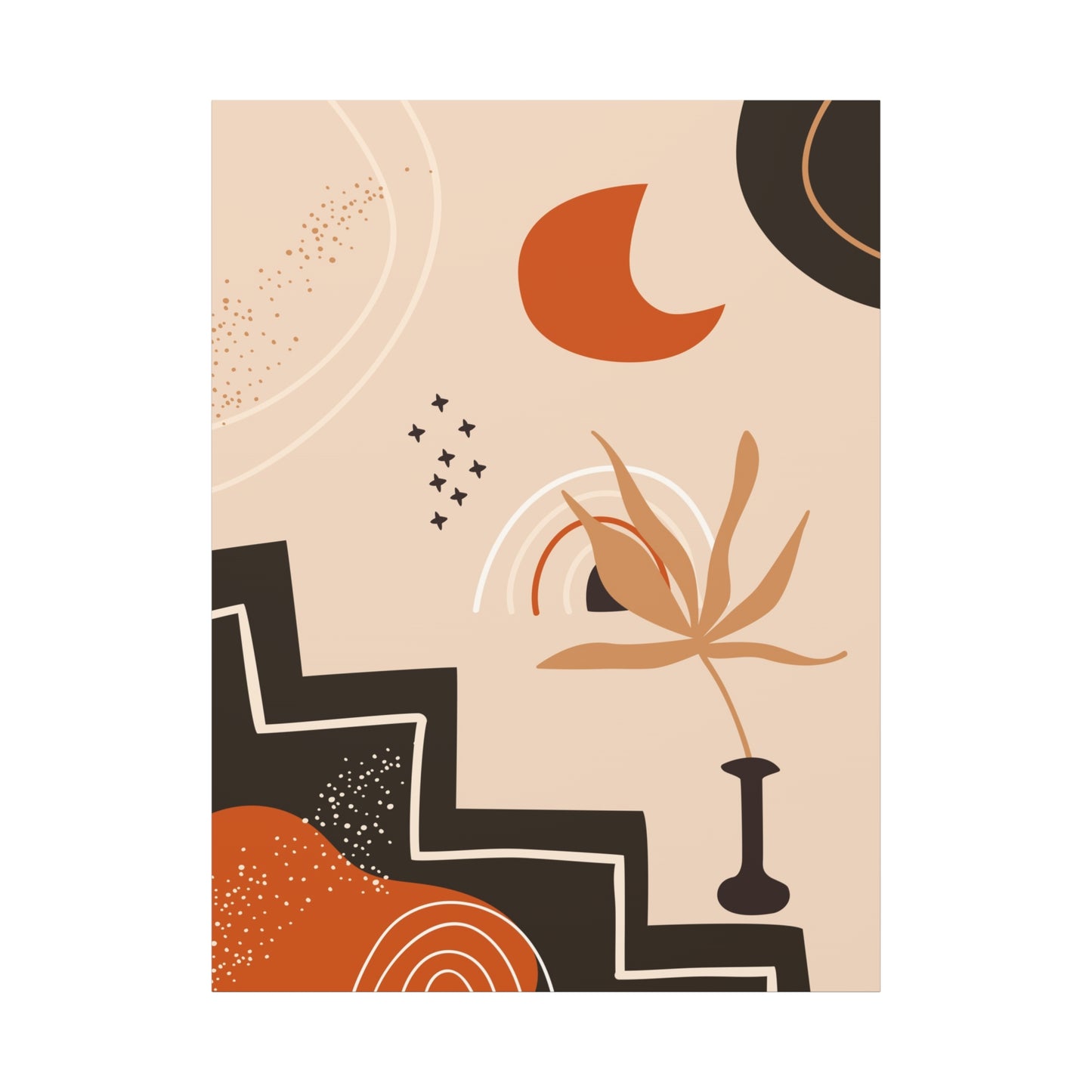 Boheme Luna  Art Set 1.2 - Matte Canvas Decor with Minimalist Leaf Design