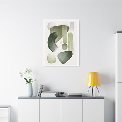 Olive Green Art Set 1.2 - Matte Canvas Decor with Minimalist Leaf Design