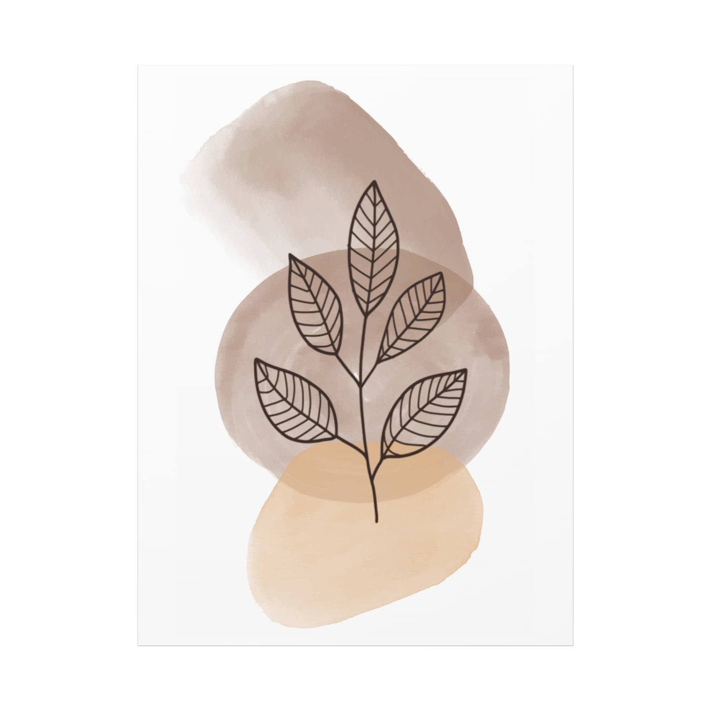 Brown Modern Botanical Wall Art Set 1.2 - Matte Canvas Decor with Minimalist Leaf Design
