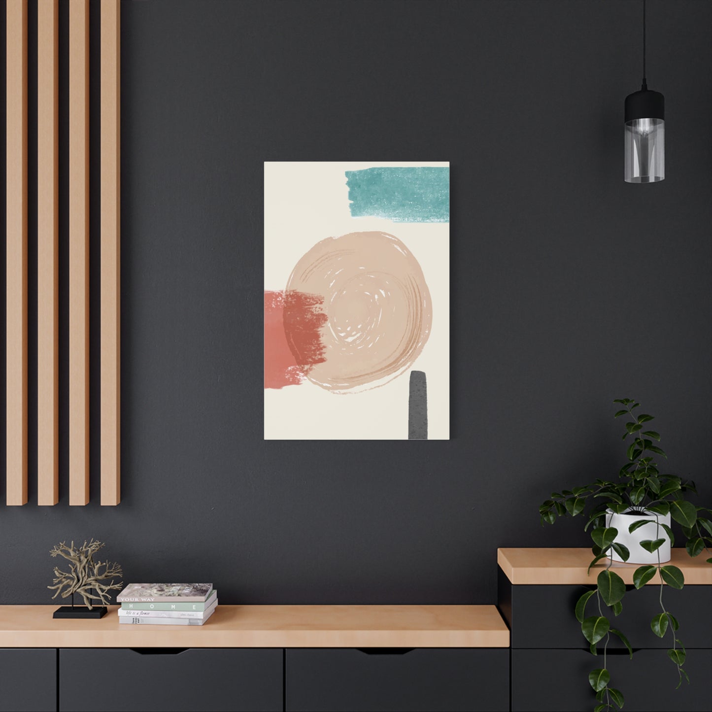 Soft Dune Palette Art 1.3 - Matte Canvas Decor with Minimalist Leaf Design