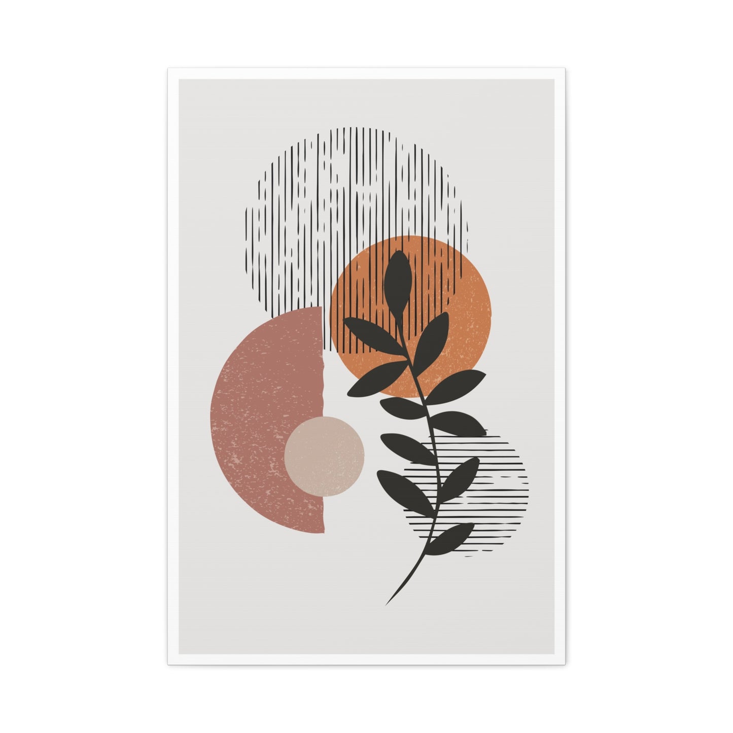 Orange Tone Flower Art Set 1.1 - Matte Canvas Decor with Minimalist Leaf Design