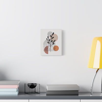 Orange Tone Flower Art Set 1.2 - Matte Canvas Decor with Minimalist Leaf Design