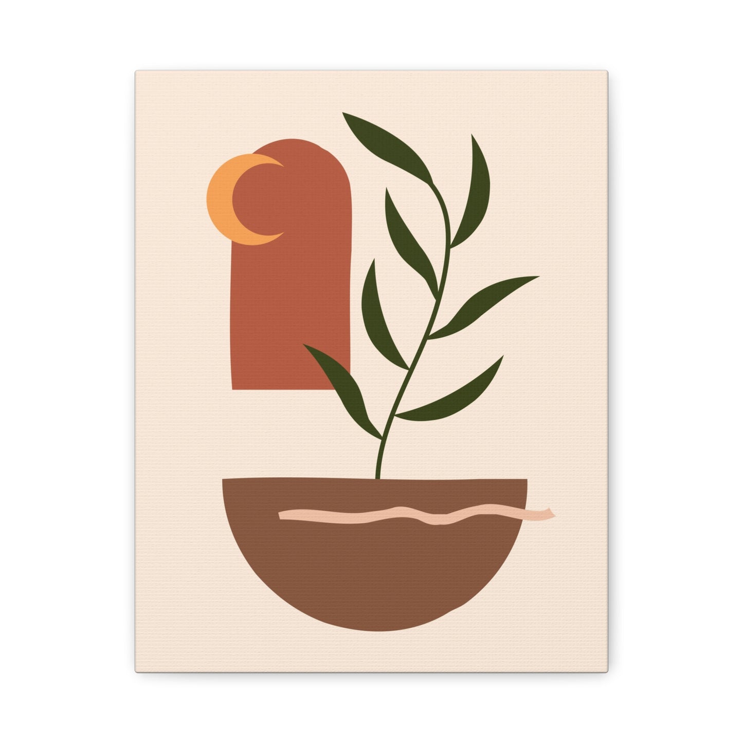 Petal Village Art 1.3 - Matte Canvas Decor with Minimalist Leaf Design
