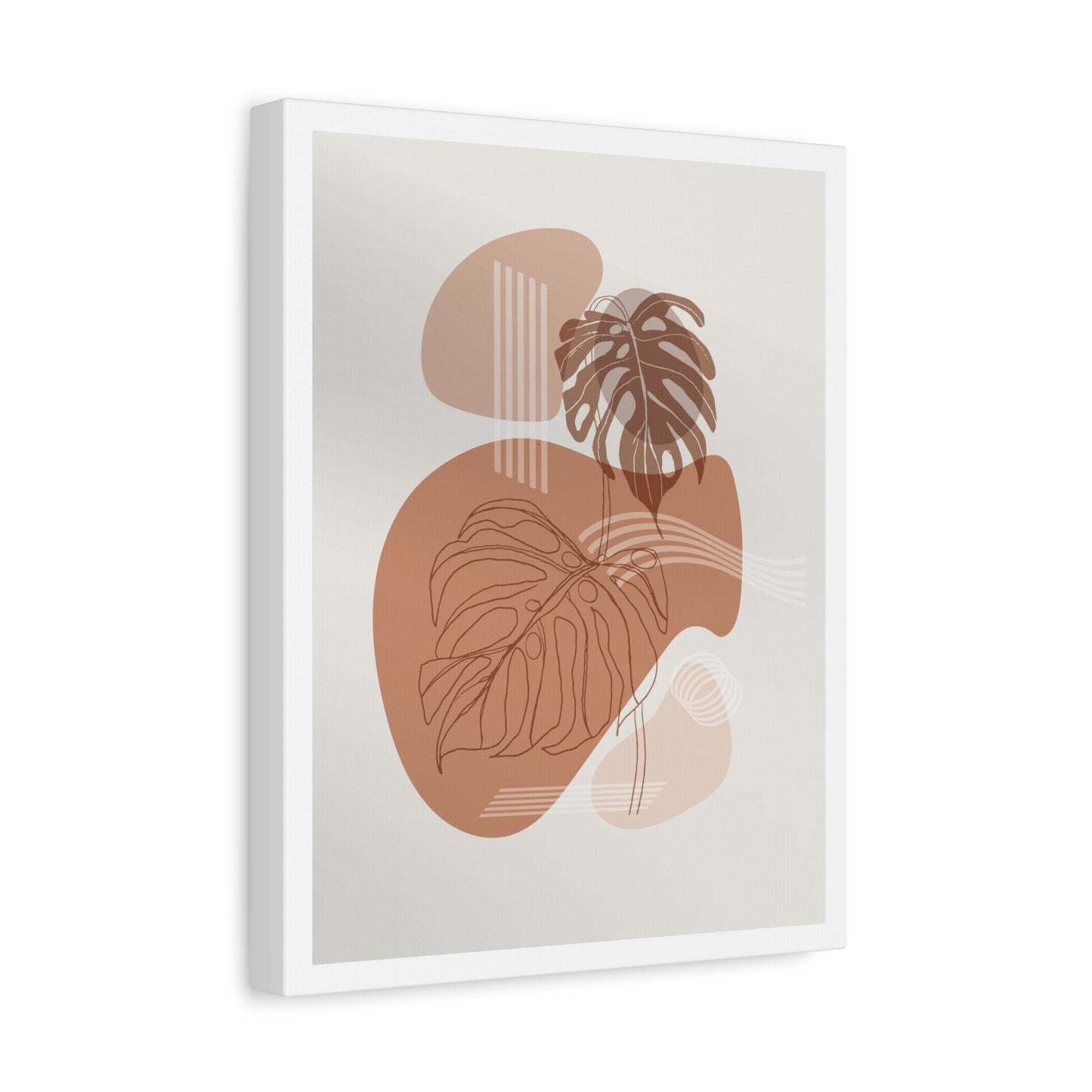 Brown Leaf Wall Painting Set 1.3 - Matte Canvas Decor with Minimalist Leaf Design