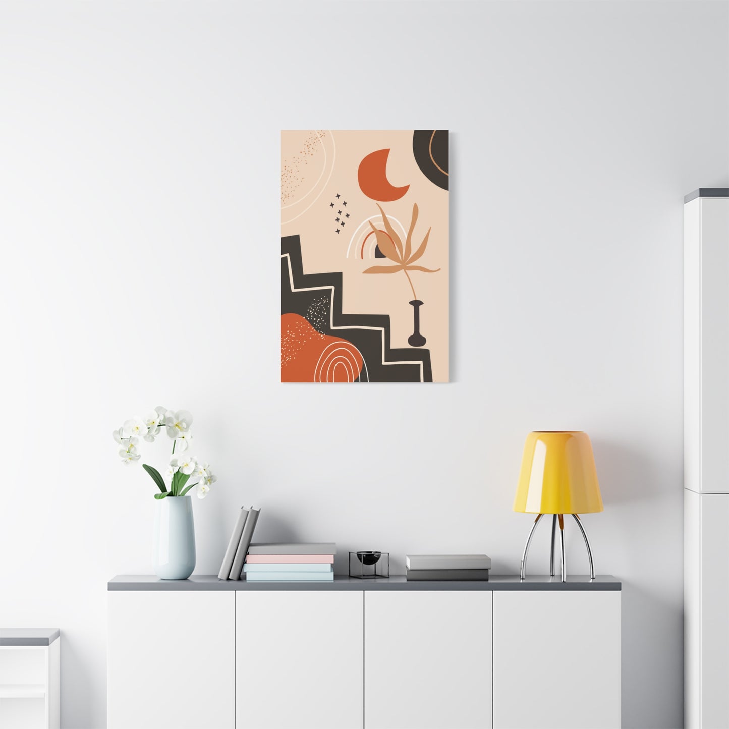 Boheme Luna  Art Set 1.2 - Matte Canvas Decor with Minimalist Leaf Design