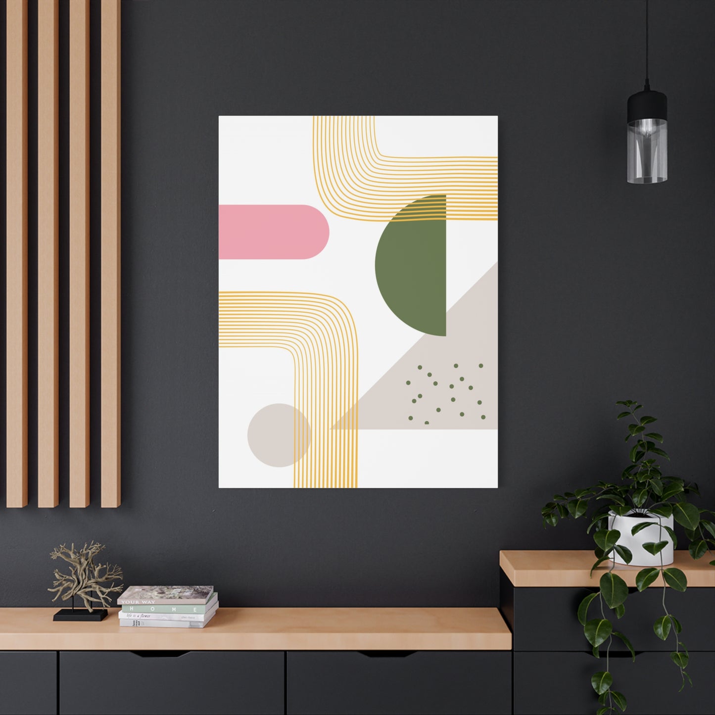Minimal Geo Art Set 1.3 - Matte Canvas Decor with Minimalist Leaf Design