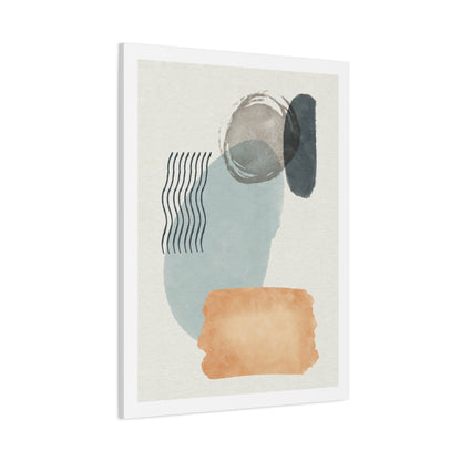 Blue Tone Watercolor Brush Art Set 1.2 - Matte Canvas Decor with Minimalist Leaf Design