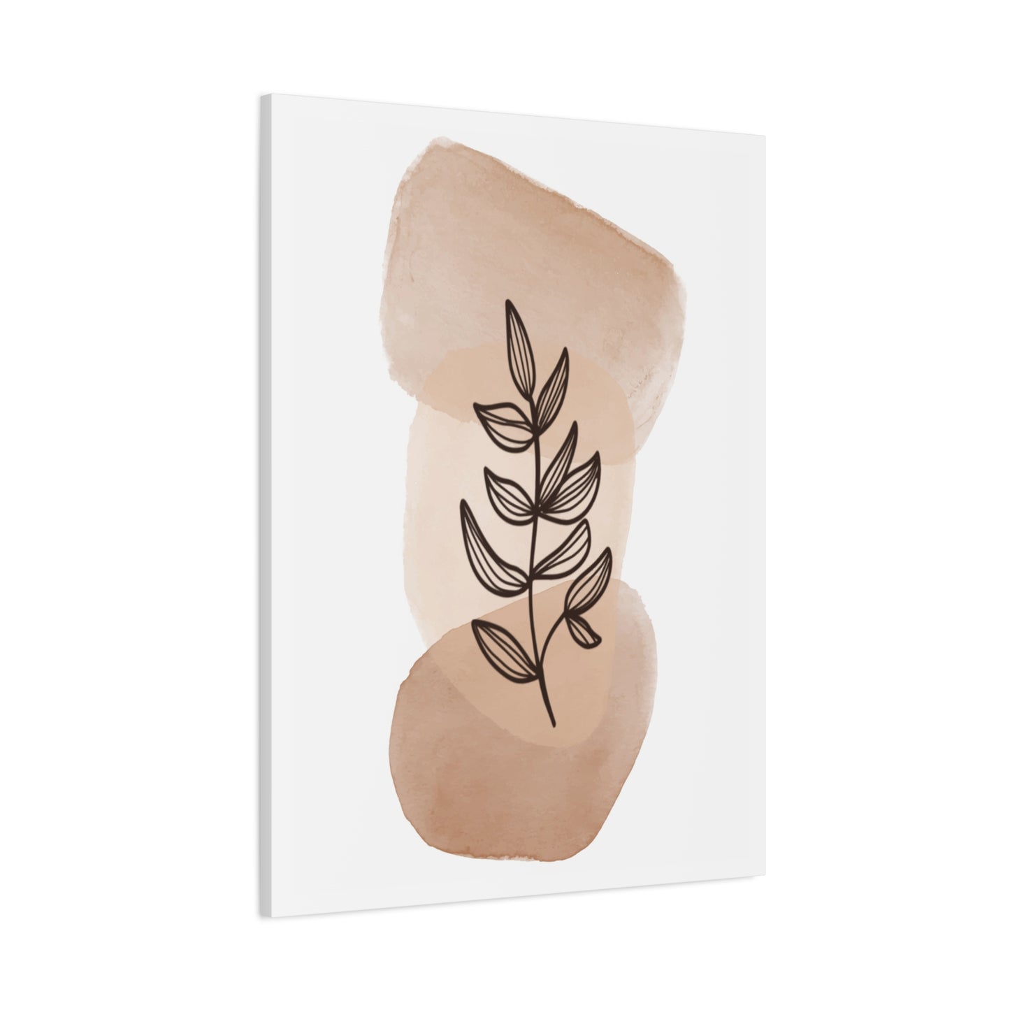 Brown Modern Botanical Wall Art Set 1.1- Matte Canvas Decor with Minimalist Leaf Design
