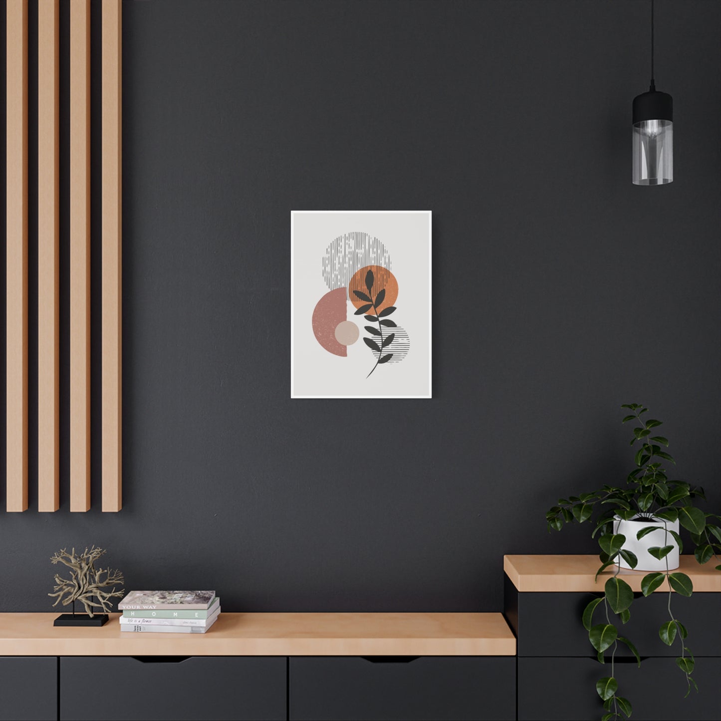 Orange Tone Flower Art Set 1.1 - Matte Canvas Decor with Minimalist Leaf Design