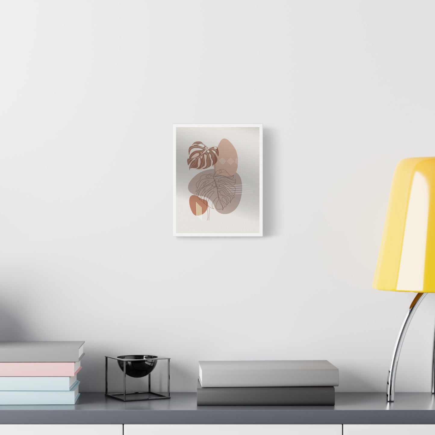 Brown Leaf Wall Painting Set 1.1 - Matte Canvas Decor with Minimalist Leaf Design