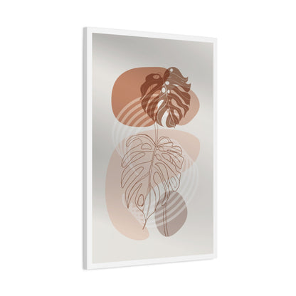 Brown Leaf Wall Painting Set 1.2 - Matte Canvas Decor with Minimalist Leaf Design