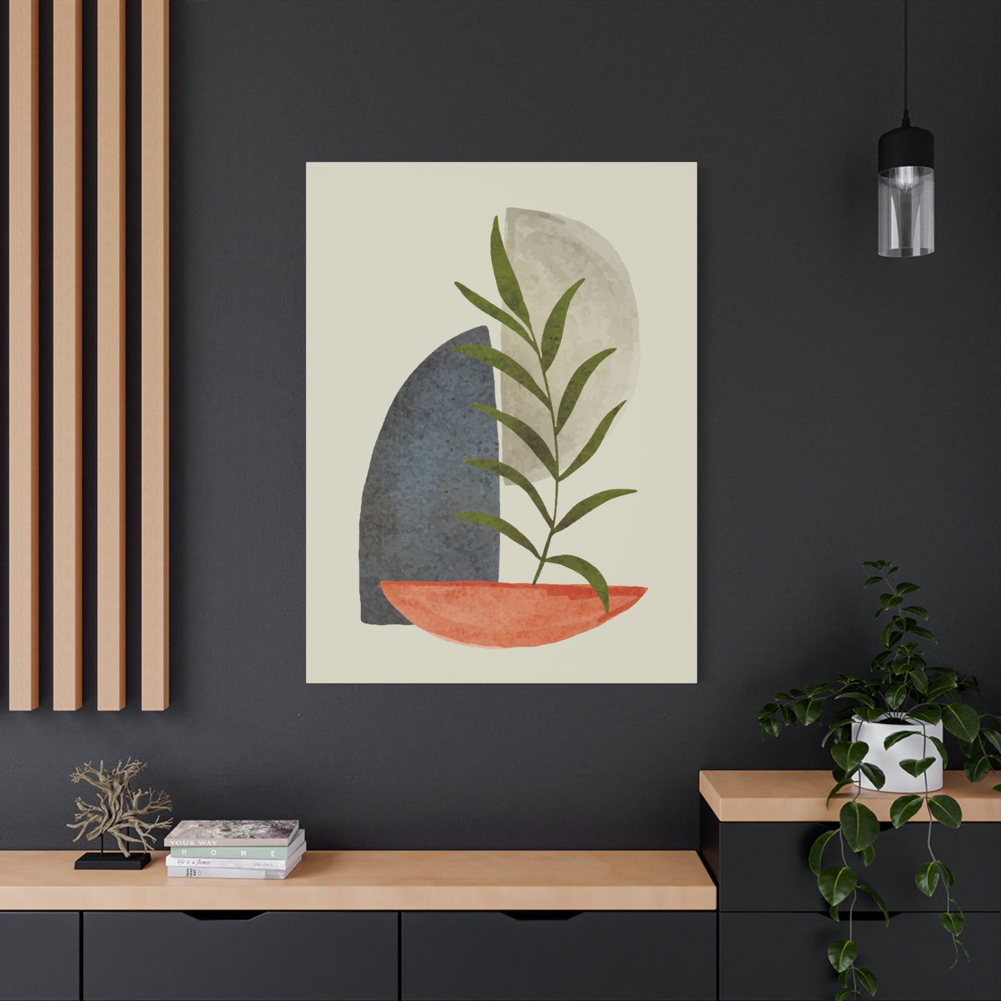 Flower Wall Art Set 1.2 - Matte Canvas Decor with Minimalist Leaf Design