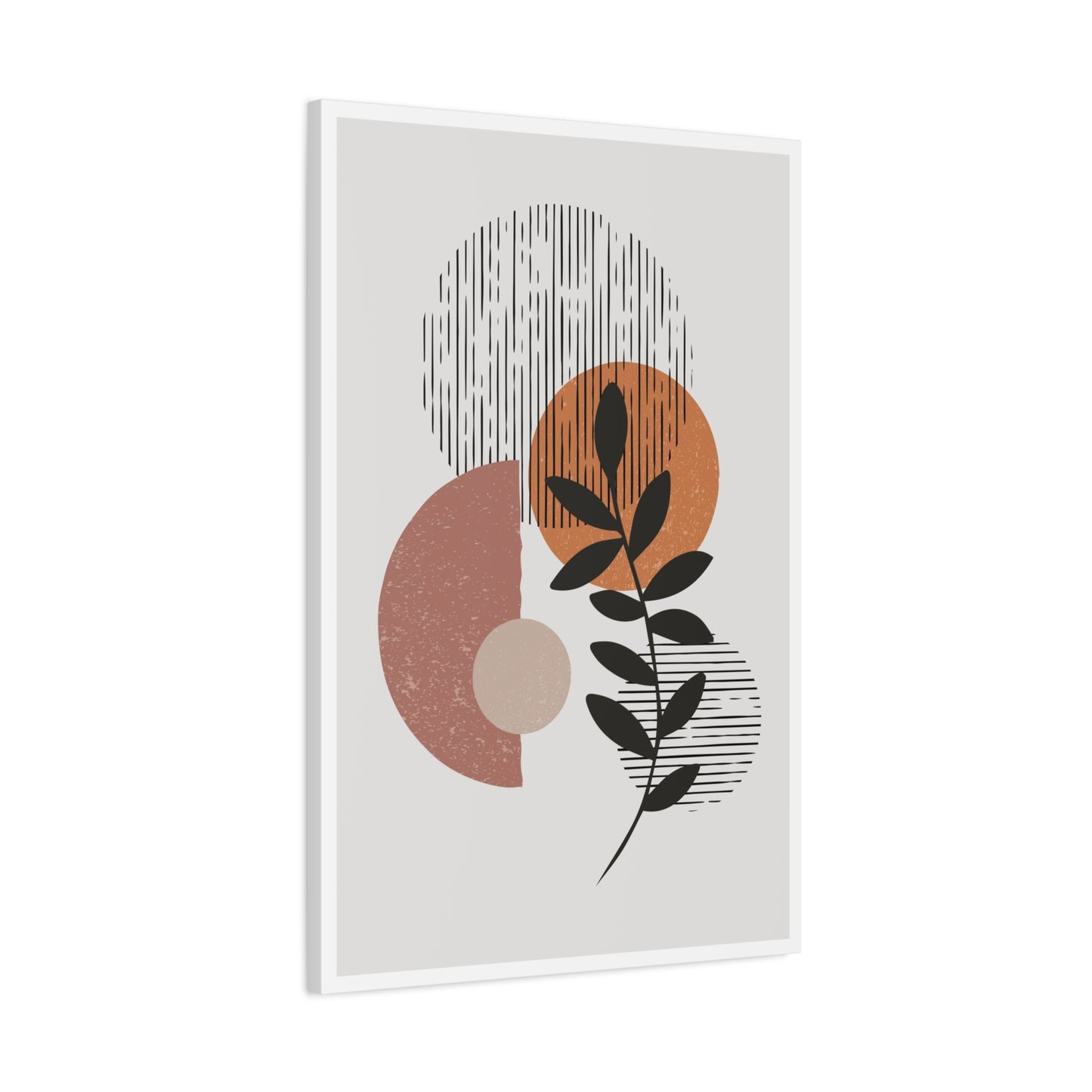 Orange Tone Flower Art Set 1.1 - Matte Canvas Decor with Minimalist Leaf Design