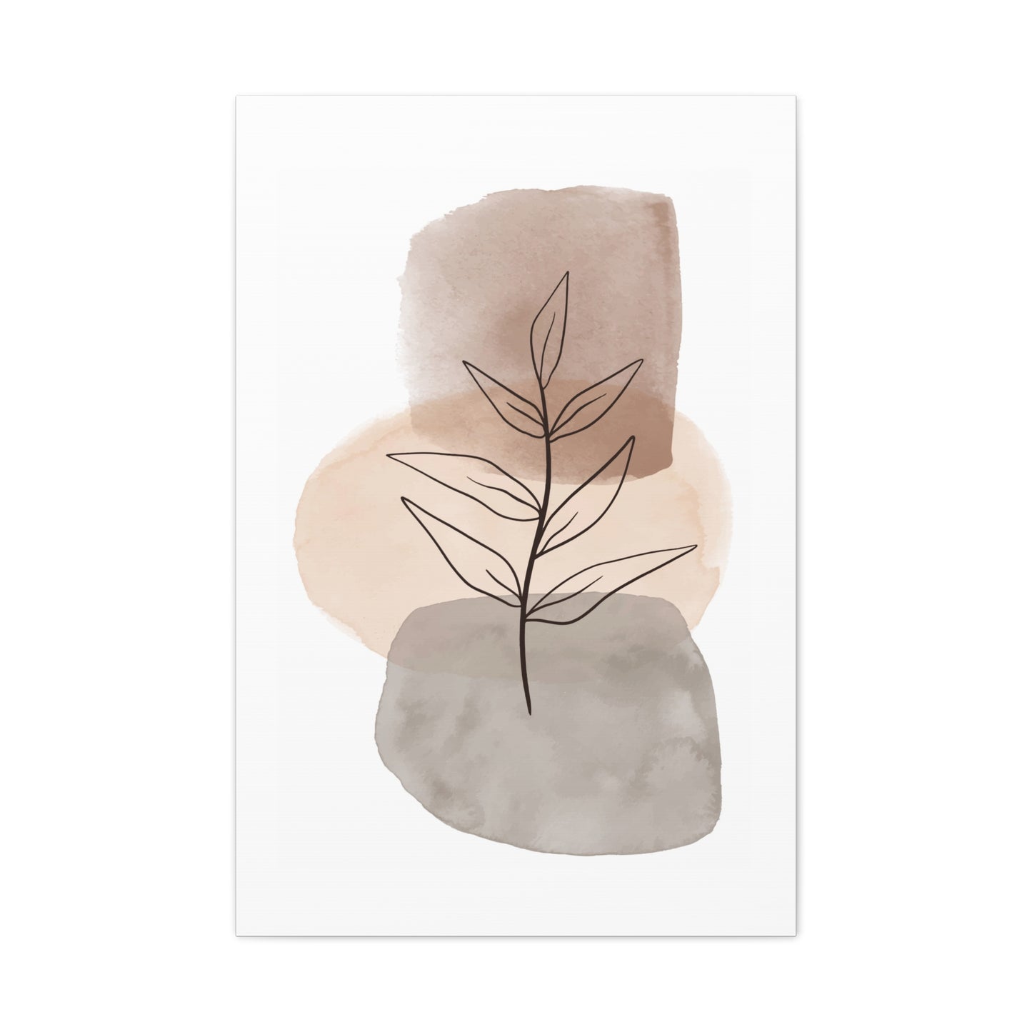 Brown Modern Botanical Wall Art Set 1.3 - Matte Canvas Decor with Minimalist Leaf Design