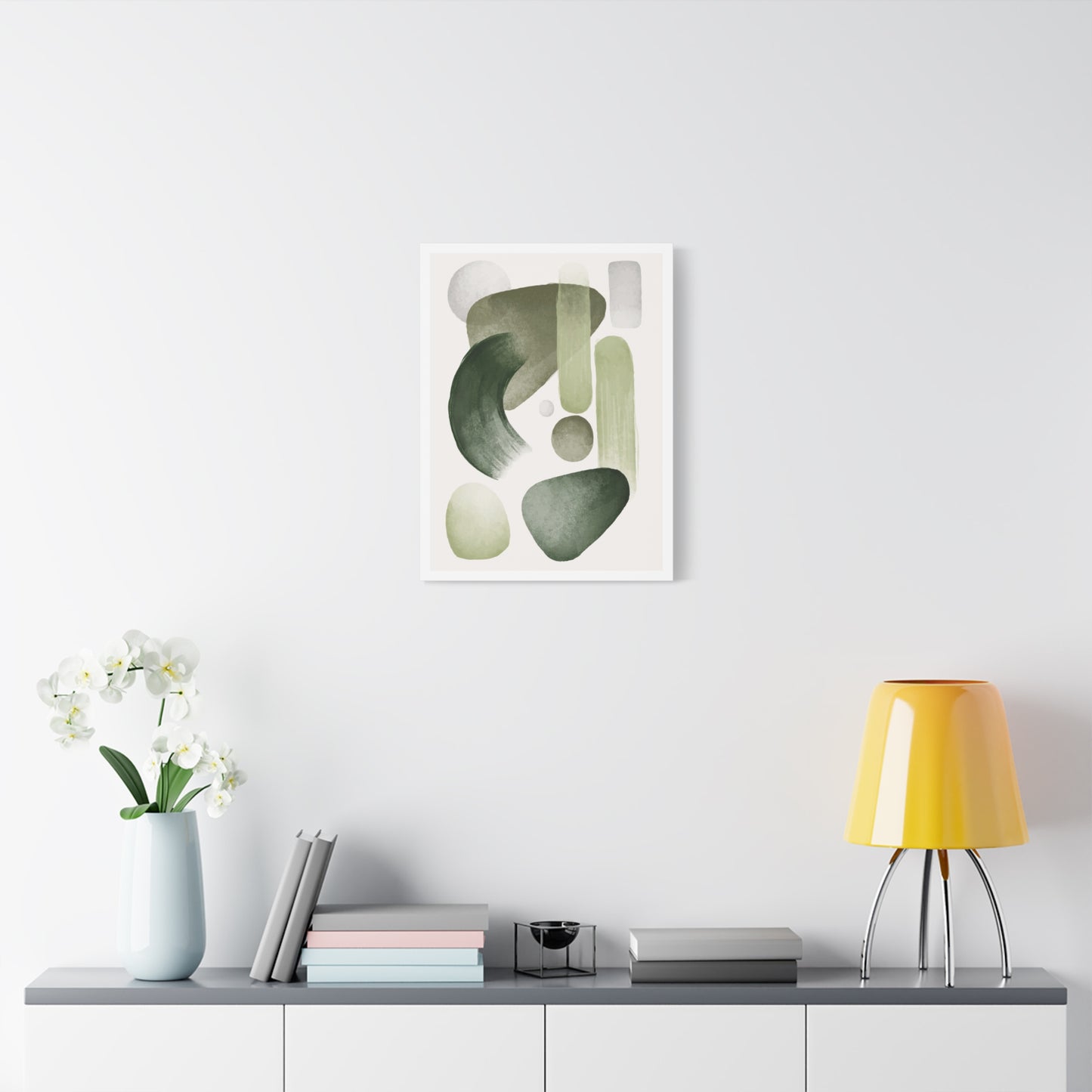 Olive Green Art Set 1.2- Matte Canvas Decor with Minimalist Leaf Design