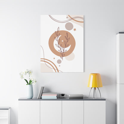 Sunset Botanica Art 1.1 - Matte Canvas Decor with Minimalist Leaf Design