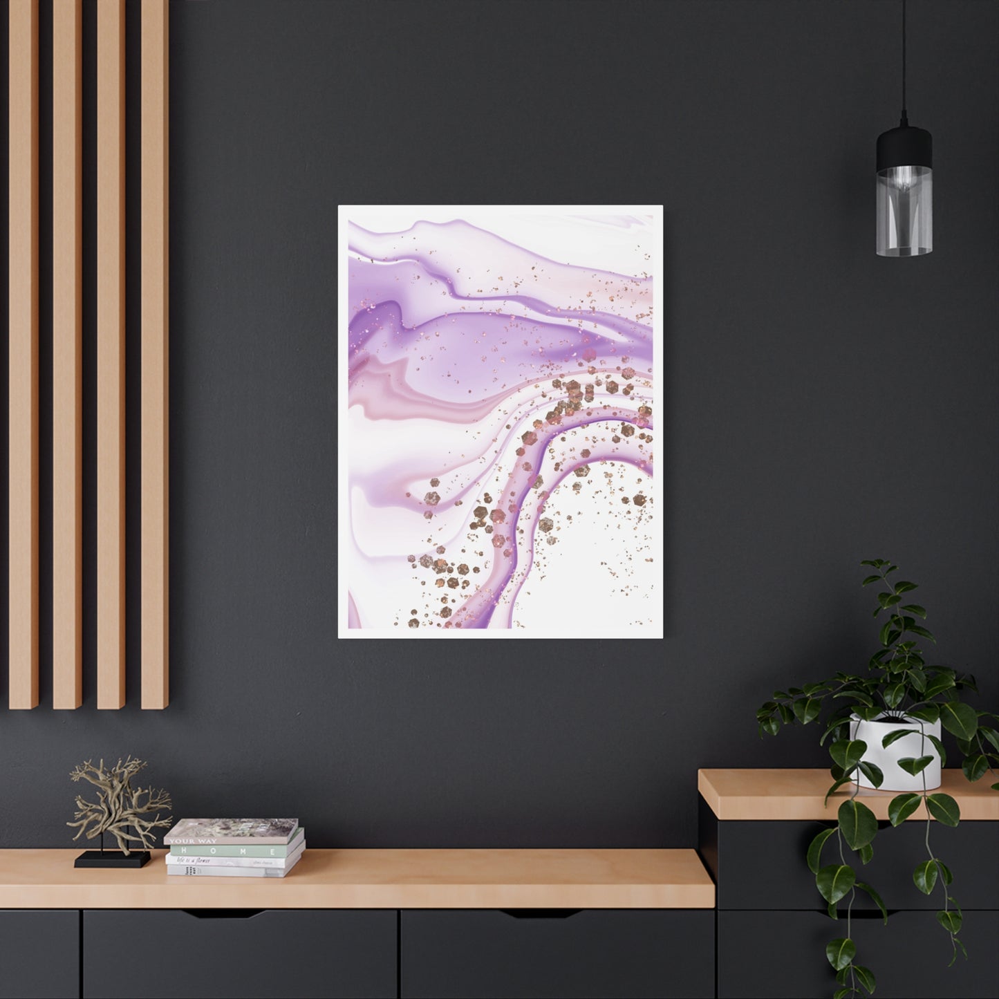 Blush Pink Marble Wall Art Set 1.3 - Matte Canvas Decor with Minimalist Leaf Design