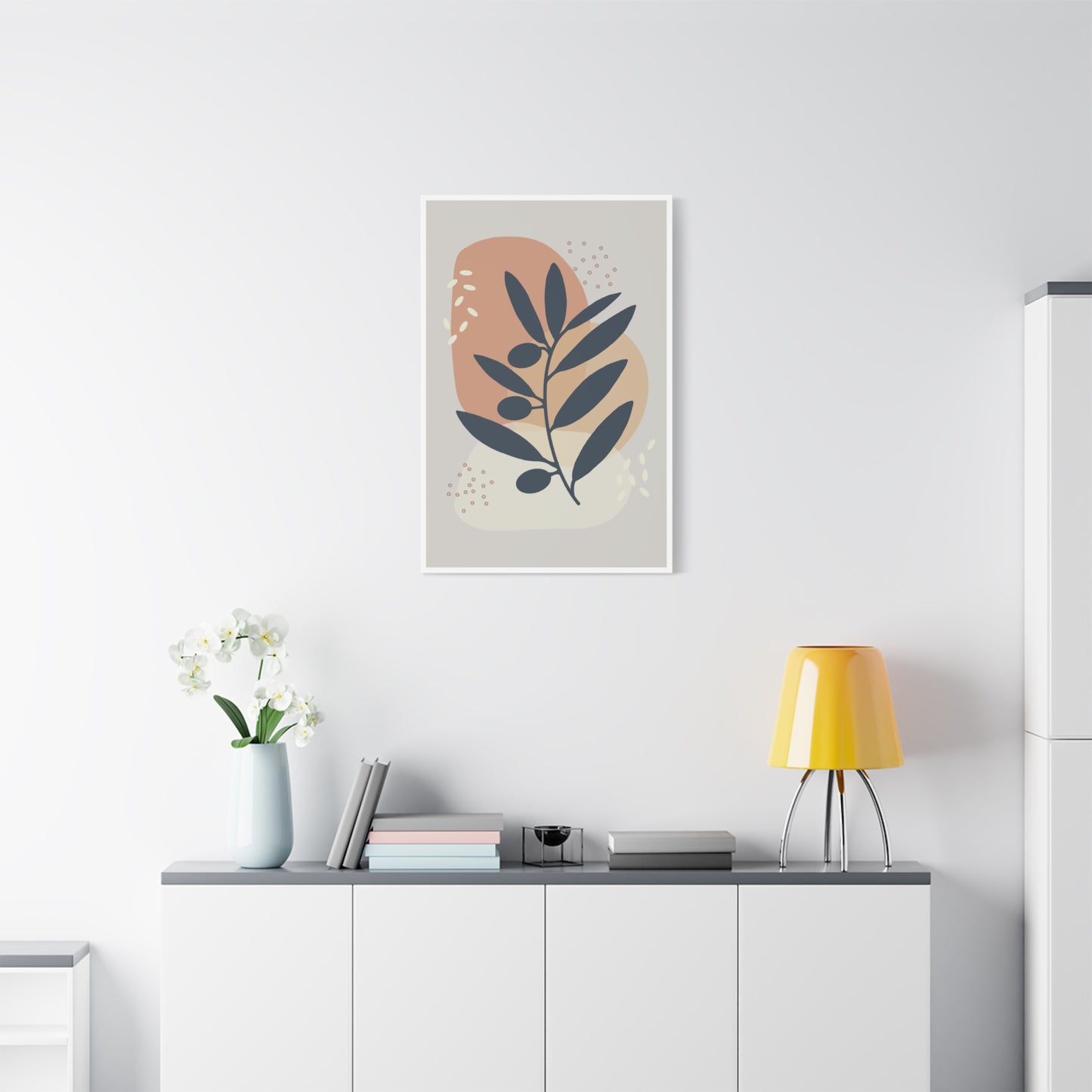 Pink Minimal  Flower Art Set 1.3 - Matte Canvas Decor with Minimalist Leaf Design