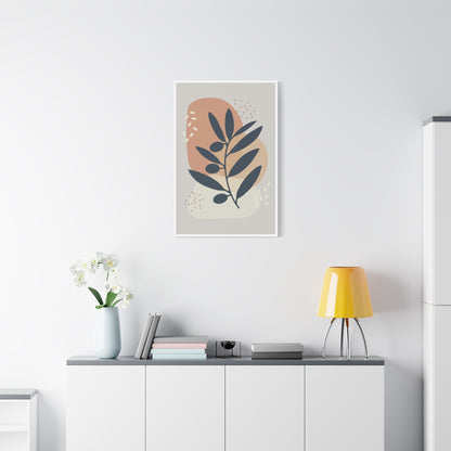 Pink Minimal  Flower Art Set 1.3 - Matte Canvas Decor with Minimalist Leaf Design