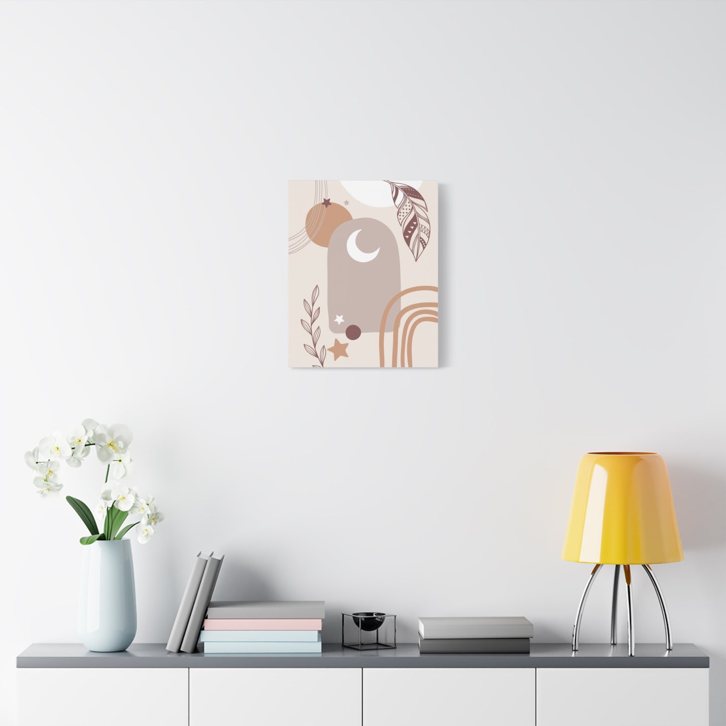 Sunset Botanica Art 1.2 - Matte Canvas Decor with Minimalist Leaf Design