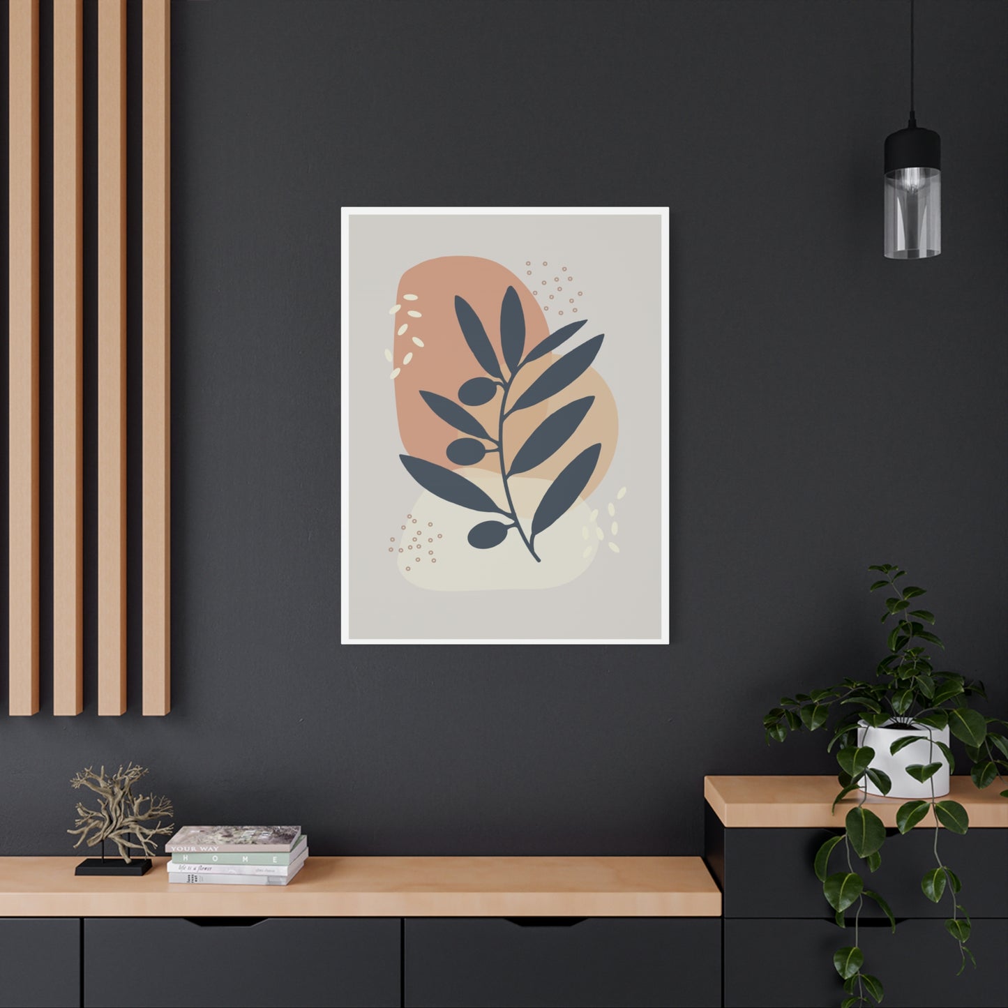Pink Minimal  Flower Art Set 1.3 - Matte Canvas Decor with Minimalist Leaf Design