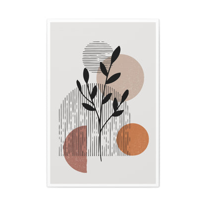 Orange Tone Flower Art Set 1.2 - Matte Canvas Decor with Minimalist Leaf Design