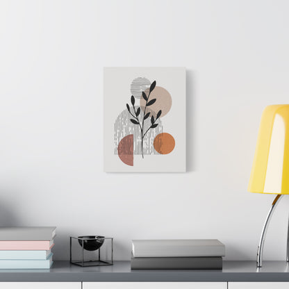 Orange Tone Flower Art Set 1.2 - Matte Canvas Decor with Minimalist Leaf Design