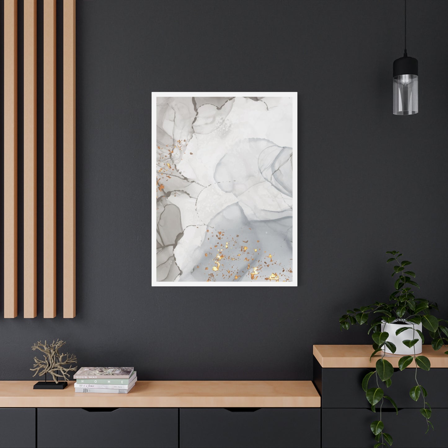 Ash Dust Art Set 1.3 - Matte Canvas Decor with Minimalist Leaf Design