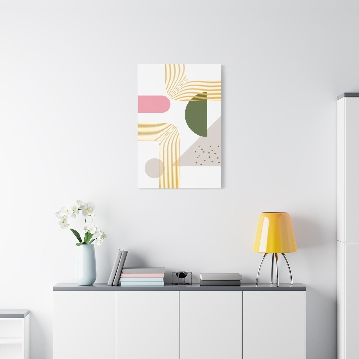 Minimal Geo Art Set 1.3 - Matte Canvas Decor with Minimalist Leaf Design