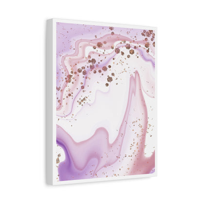 Blush Pink Marble Wall Art Set 1.1 - Matte Canvas Decor with Minimalist Leaf Design