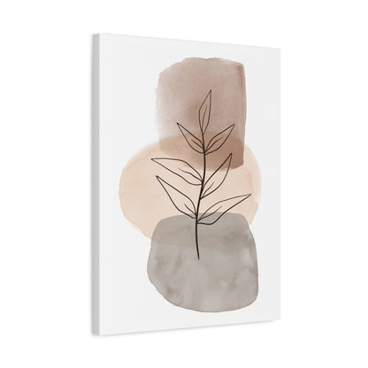 Brown Botanical Wall Art Set 1.3 - Matte Canvas Decor with Minimalist Leaf Design