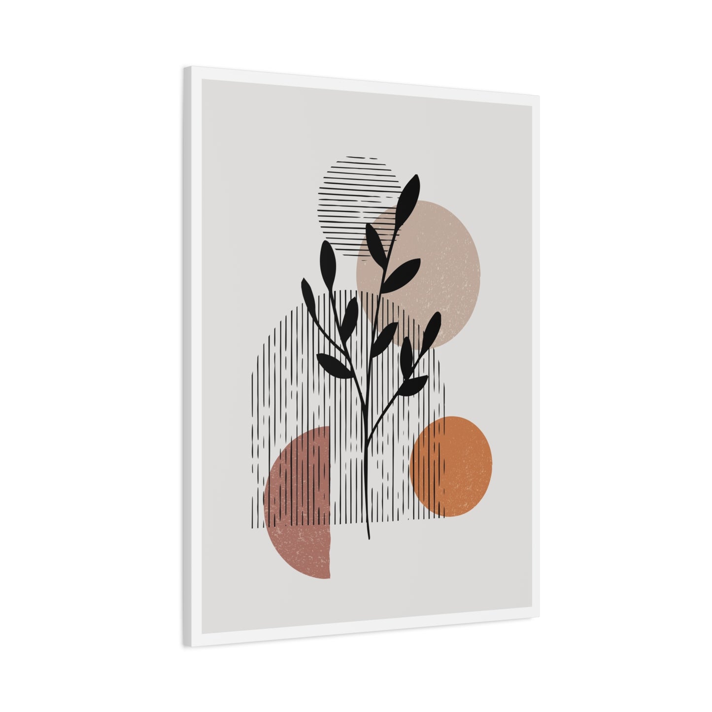 Orange Tone Flower Art Set 1.2 - Matte Canvas Decor with Minimalist Leaf Design