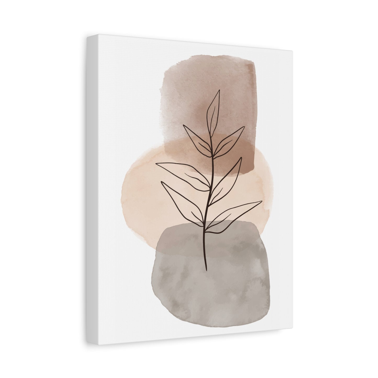Brown Modern Botanical Wall Art Set 1.3 - Matte Canvas Decor with Minimalist Leaf Design