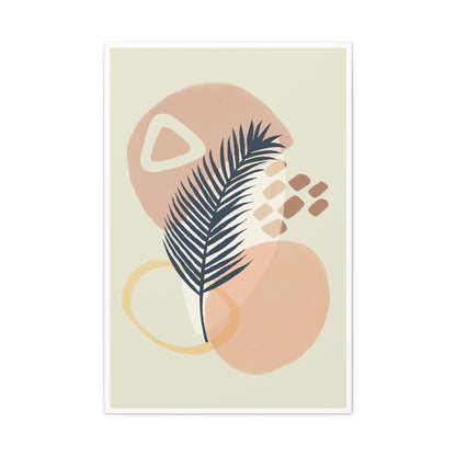 Pink Minimal  Flower Art Set 1.2 - Matte Canvas Decor with Minimalist Leaf Design