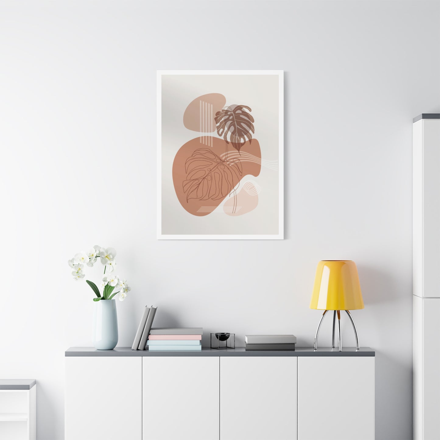 Brown Leaf Wall Painting Set 1.3 - Matte Canvas Decor with Minimalist Leaf Design