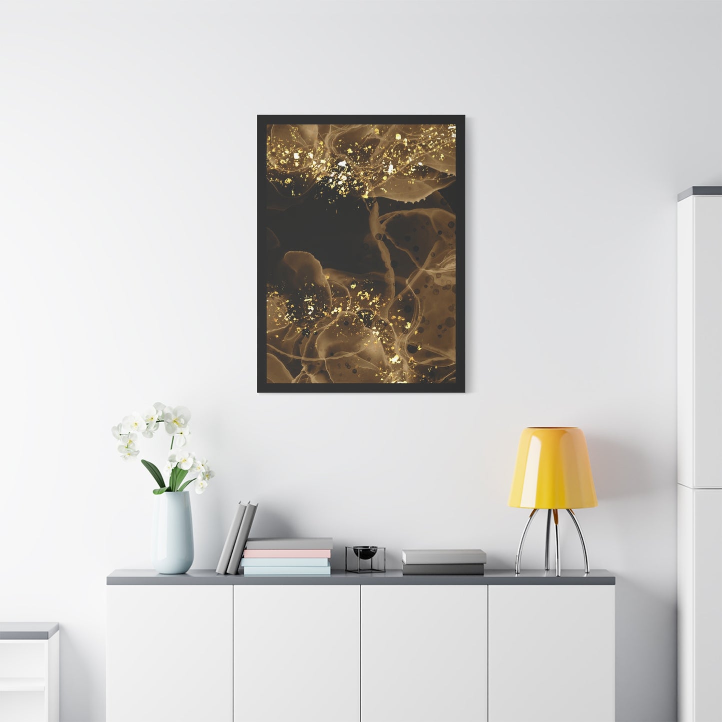 Gold Dust Art Set 1.3 - Matte Canvas Decor with Minimalist Leaf Design
