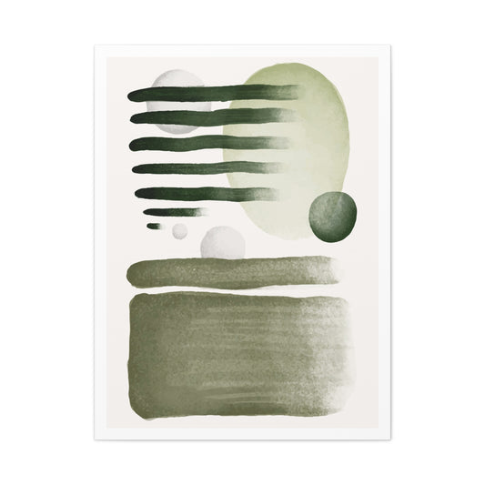 Olive Green Art Set 1.1 - Matte Canvas Decor with Minimalist Leaf Design