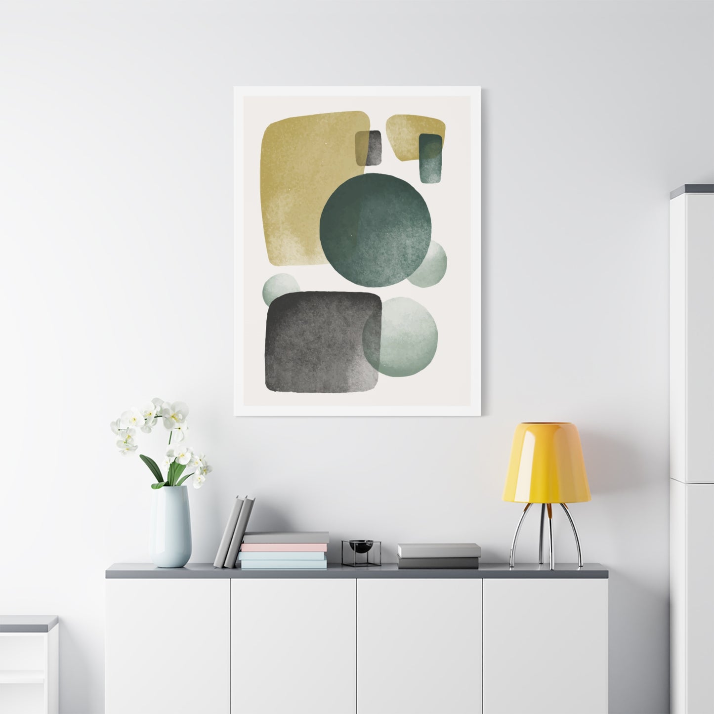 Army Green Art Set 1.1 - Matte Canvas Decor with Minimalist Leaf Design