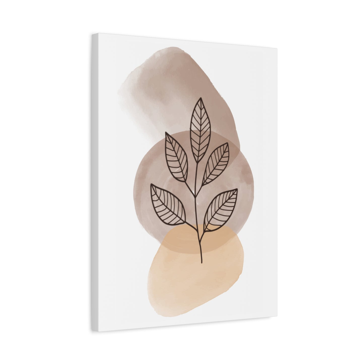 Brown Modern Botanical Wall Art Set 1.2 - Matte Canvas Decor with Minimalist Leaf Design