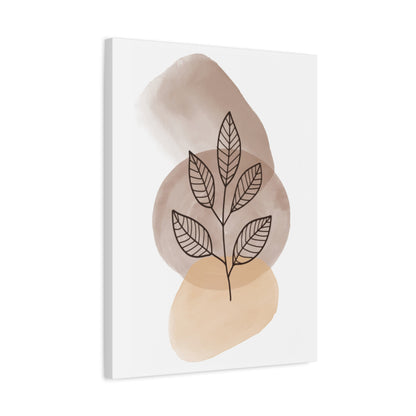 Brown Modern Botanical Wall Art Set 1.2 - Matte Canvas Decor with Minimalist Leaf Design