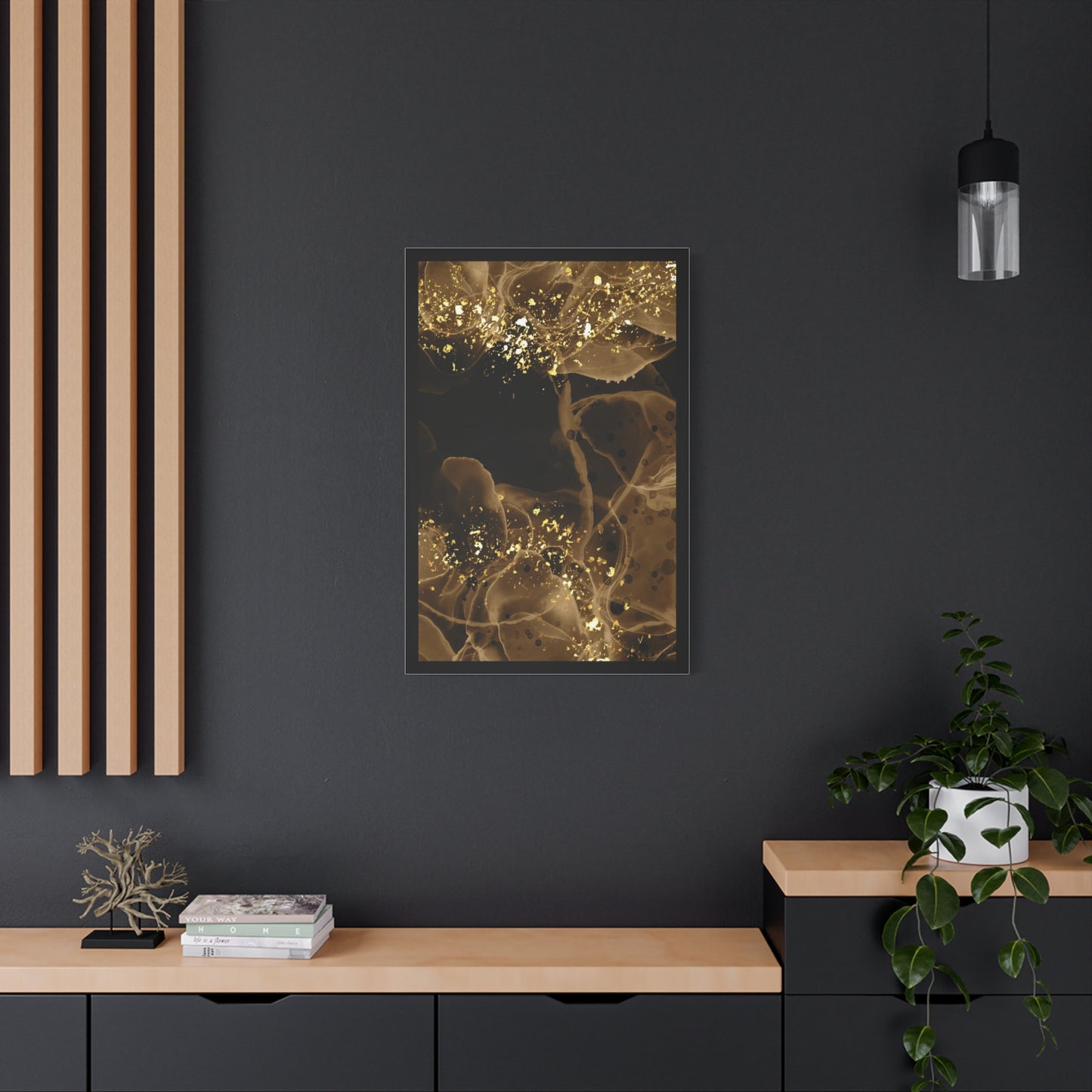 Gold Dust Art Set 1.3 - Matte Canvas Decor with Minimalist Leaf Design